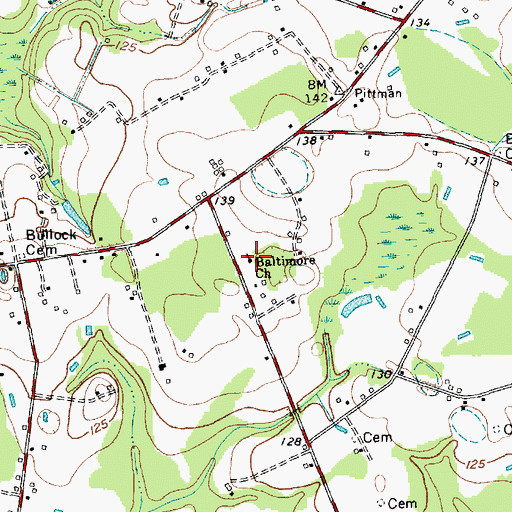 Topographic Map of Baltimore Church, NC