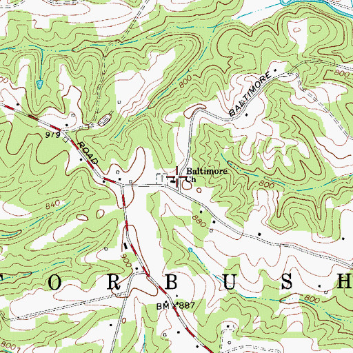 Topographic Map of Baltimore United Methodist Church, NC