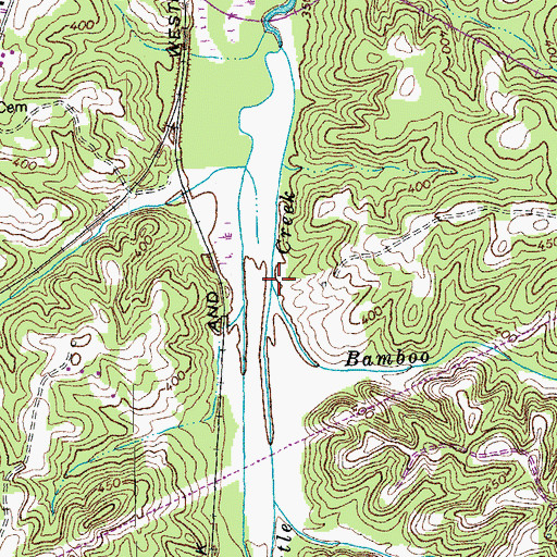 Topographic Map of Bamboo Branch, NC