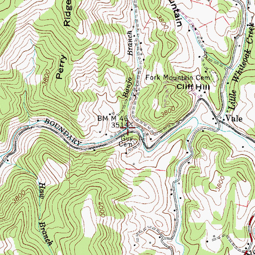 Topographic Map of Banjo Branch, NC