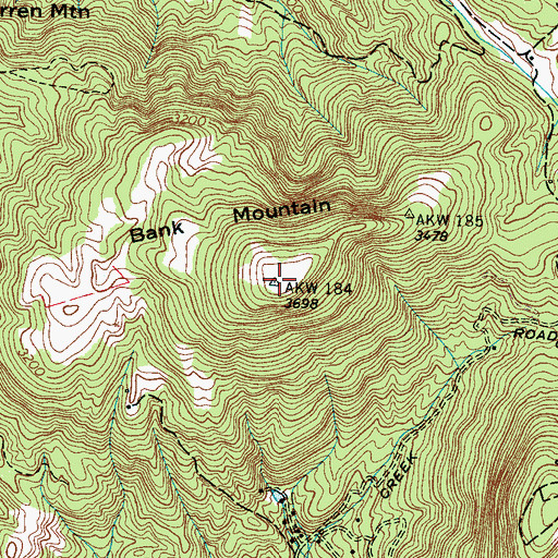 Topographic Map of Bank Mountain, NC
