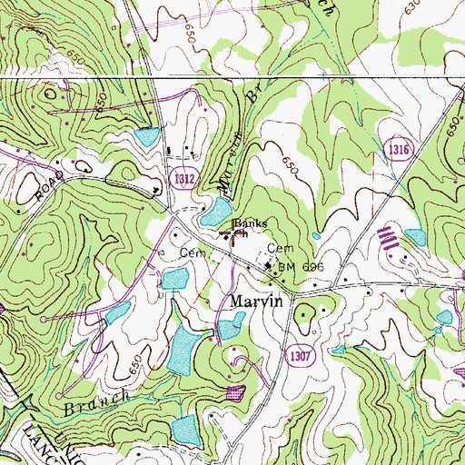 Topographic Map of Banks Church, NC