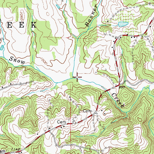 Topographic Map of Banner Branch, NC