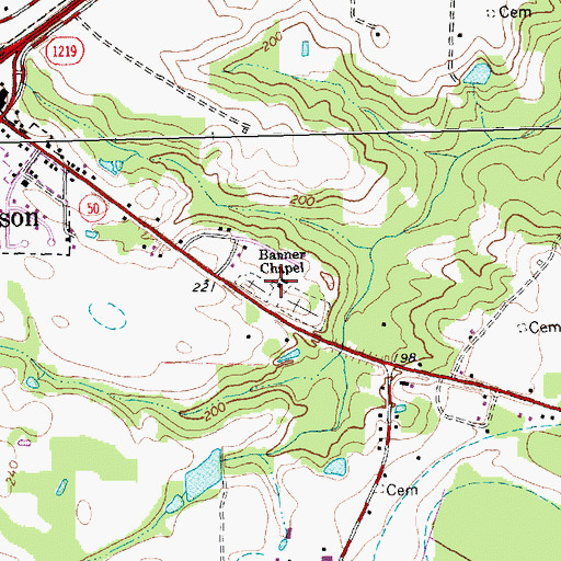 Topographic Map of Banner Chapel, NC