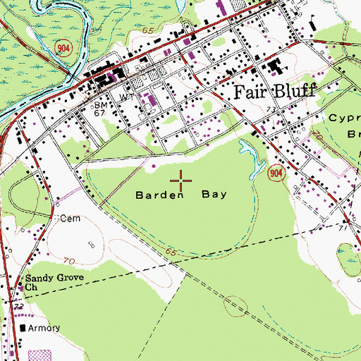 Topographic Map of Barden Bay, NC