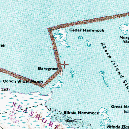 Topographic Map of Baregrass Island, NC
