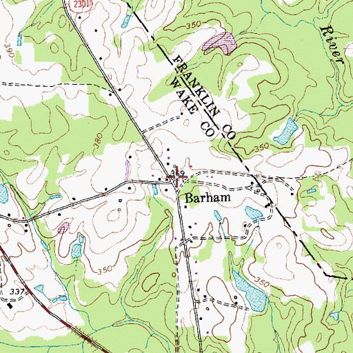 Topographic Map of Barham, NC