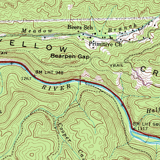 Topographic Map of Barker Creek, NC