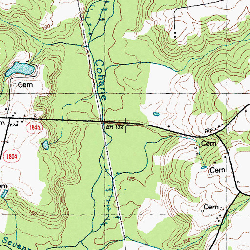 Topographic Map of Barksdale Bridge, NC