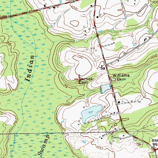 Topographic Map of Barnes Cemetery, NC