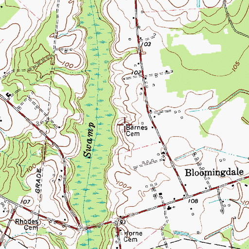 Topographic Map of Barnes Cemetery, NC