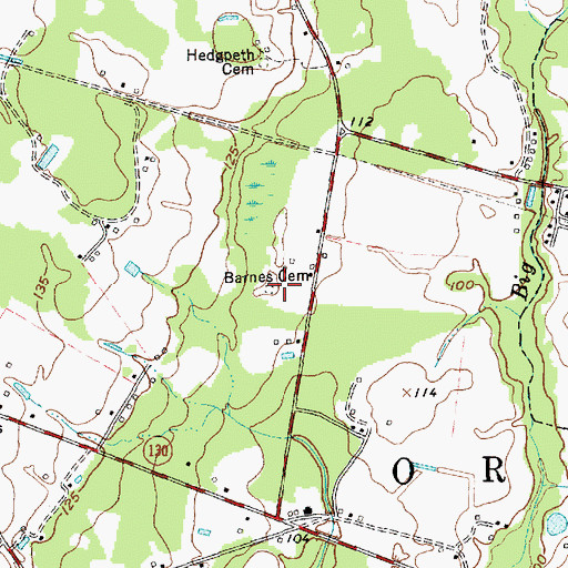 Topographic Map of Barnes Cemetery, NC