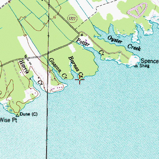 Topographic Map of Barnes Creek, NC