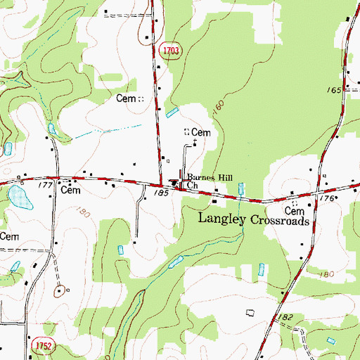 Topographic Map of Barnes Hill Church, NC