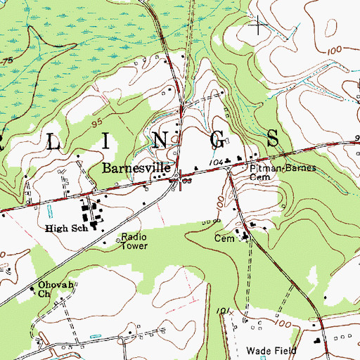 Topographic Map of Barnesville, NC