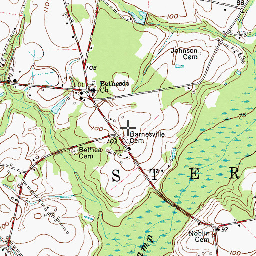 Topographic Map of Barnesville Cemetery, NC