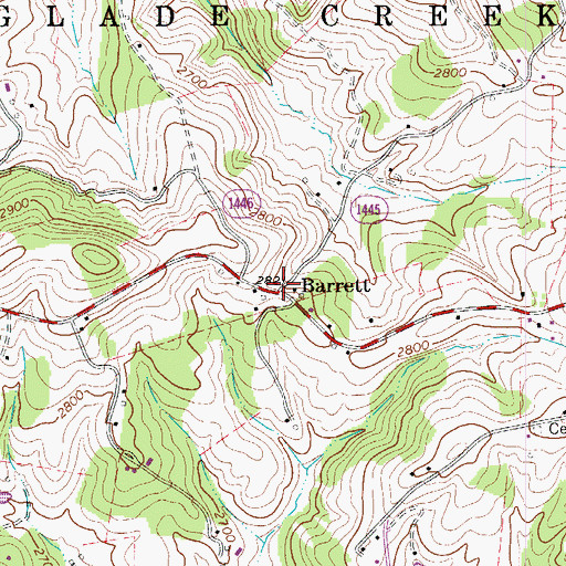 Topographic Map of Barrett, NC