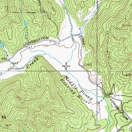 Topographic Map of Basin Creek, NC