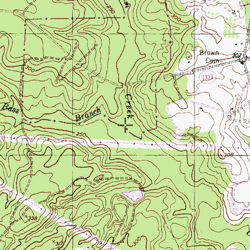 Topographic Map of Bass Branch, NC