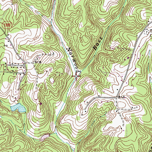 Topographic Map of Bass Creek, NC
