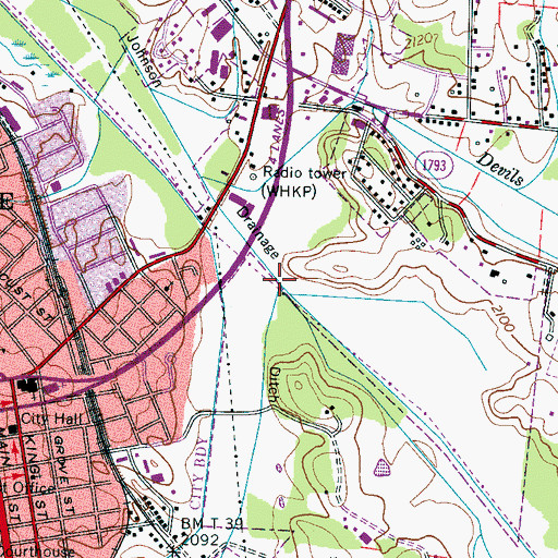 Topographic Map of Bat Fork, NC