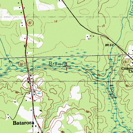 Topographic Map of Batarora Branch, NC