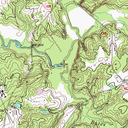 Topographic Map of Bates Branch, NC