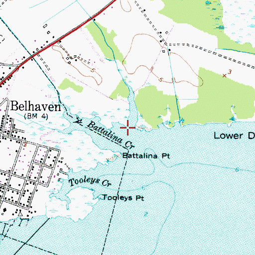 Topographic Map of Battalina Creek, NC