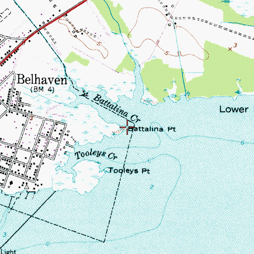 Topographic Map of Battalina Point, NC