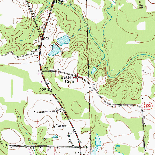 Topographic Map of Batten Cemetery, NC