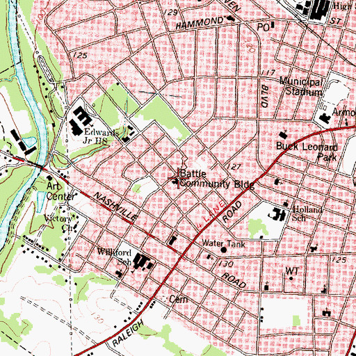 Topographic Map of Battle Community Building, NC