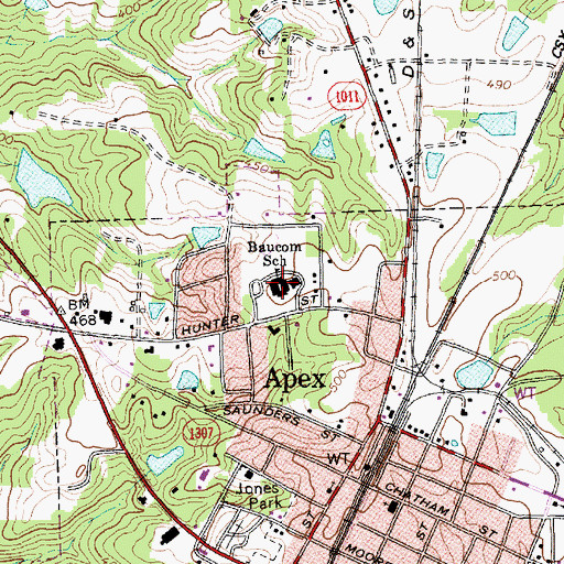 Topographic Map of Baucom Elementary School, NC