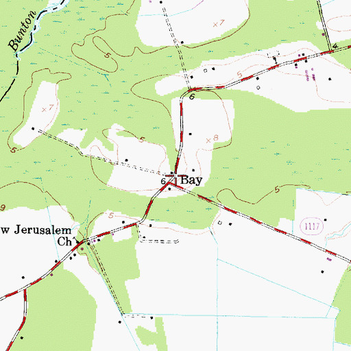 Topographic Map of Bay, NC