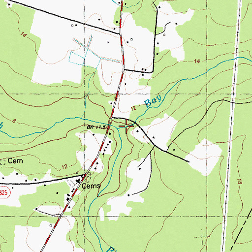 Topographic Map of Bay Branch, NC