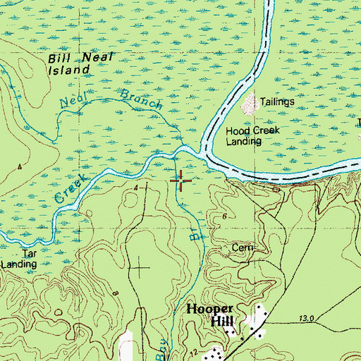Topographic Map of Bay Branch, NC