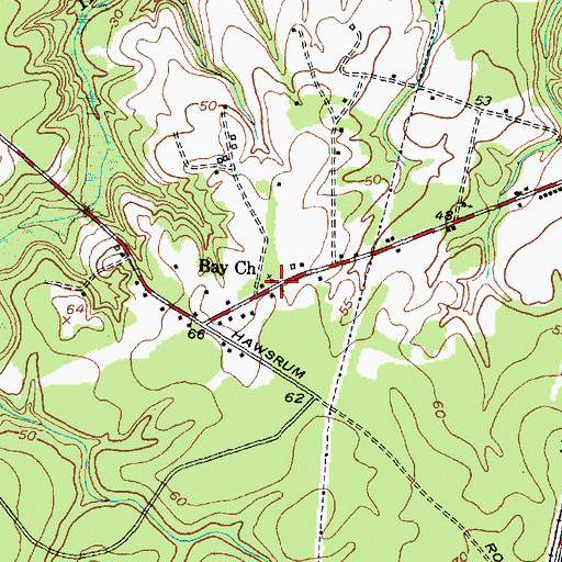 Topographic Map of Bay Church, NC