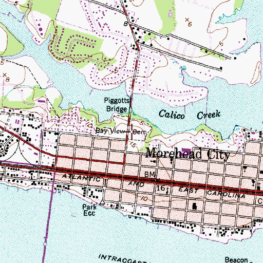 Topographic Map of Bay View Cemetery, NC