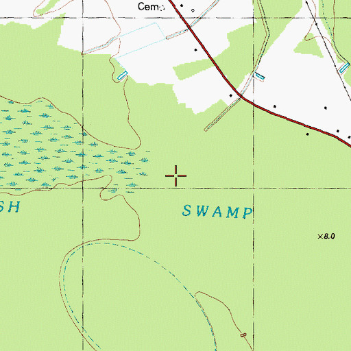 Topographic Map of Baybush Swamp, NC