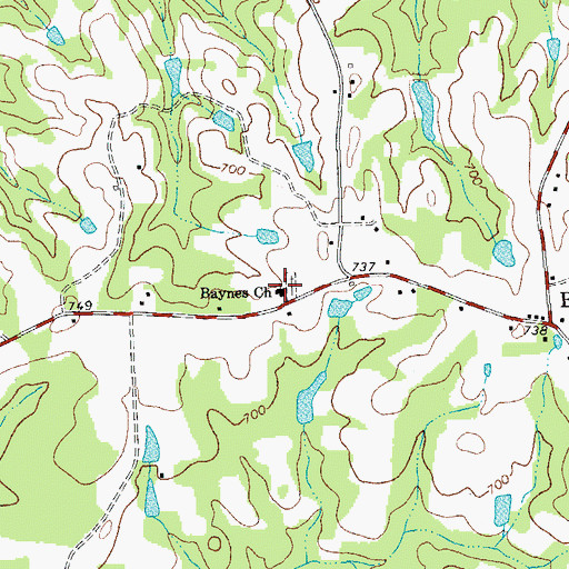 Topographic Map of Baynes Church, NC
