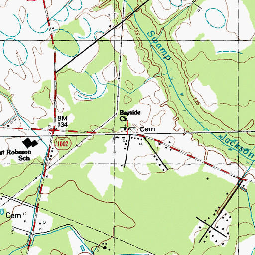 Topographic Map of Bayside Church, NC