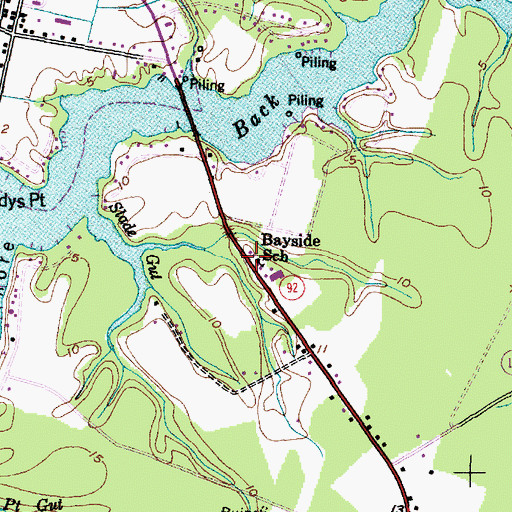 Topographic Map of Bayside School, NC