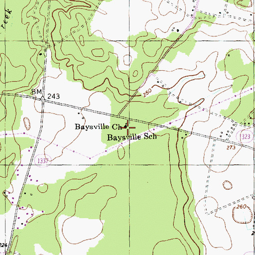 Topographic Map of Baysville School, NC