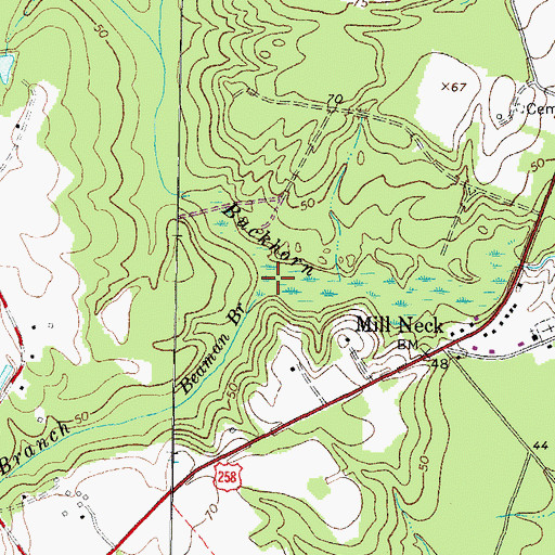 Topographic Map of Beaman Branch, NC