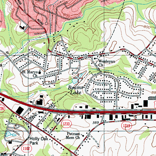 Topographic Map of Beams Lake, NC