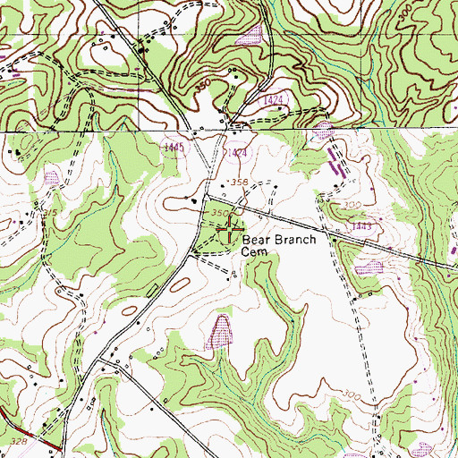 Topographic Map of Bear Branch Cemetery, NC