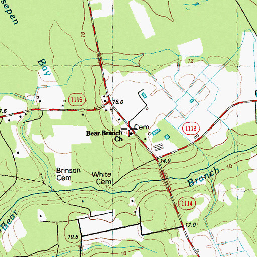 Topographic Map of Bear Branch Church, NC
