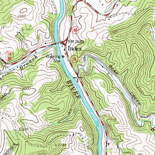 Topographic Map of Bear Creek, NC