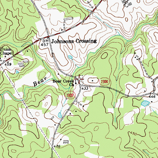 Topographic Map of Bear Creek Church, NC