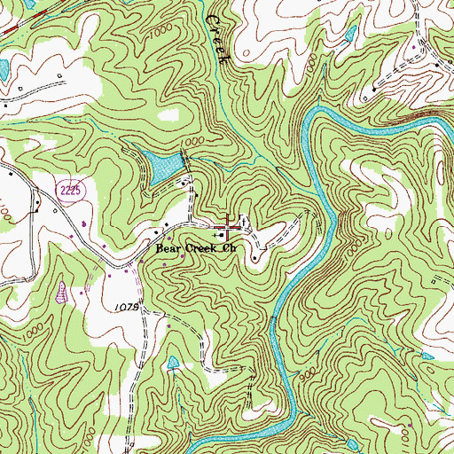 Topographic Map of Bear Creek Baptist Church, NC