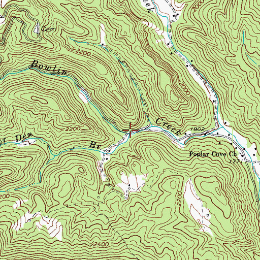 Topographic Map of Bear Den Branch, NC